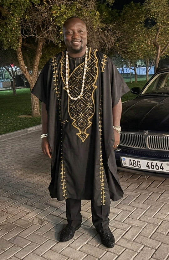 Bespoke Black and Gold Embroidered Agbada - Roweiz Luxury Traditional Wear