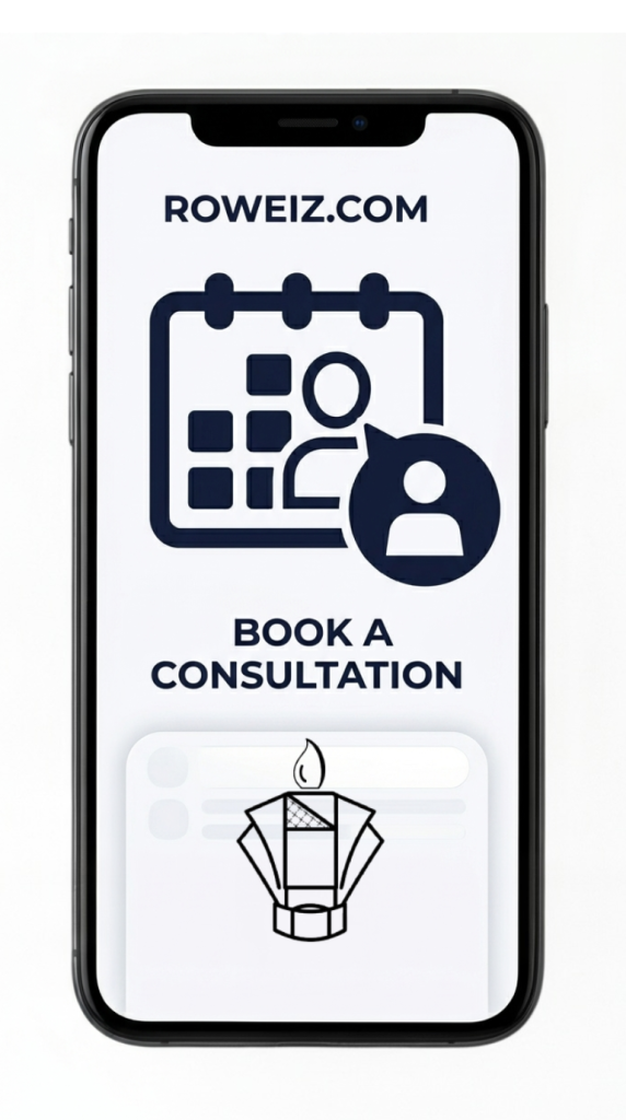 Book a bespoke fashion consultation icon for Roweiz Afrocentric tailoring